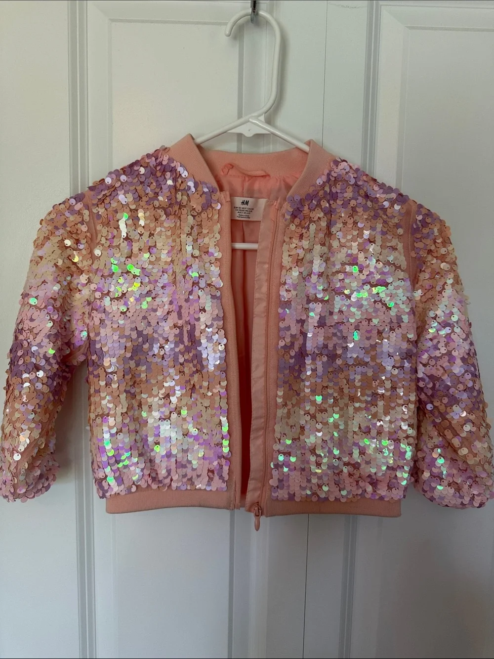 H&M Kids Peachy Pink Iridescent Sequin Jacket